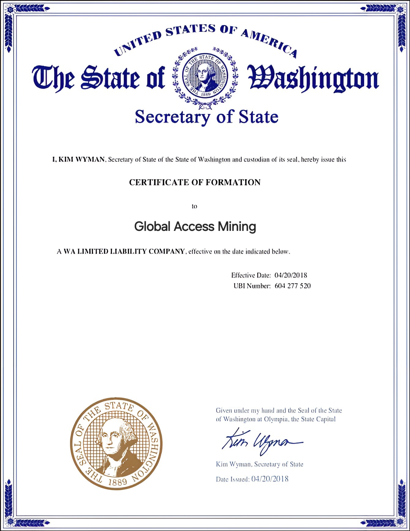 Certificate of Registration